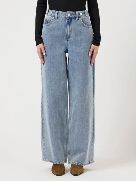 YAS YASALIA MW BUTTON WIDE FIT JEANS, Light Blue Denim, highres - 26039415_LightBlueDenim_003.jpg