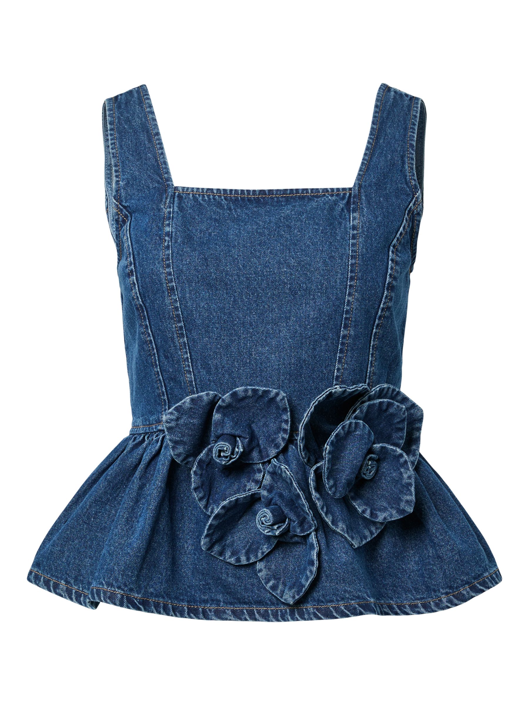 『TEN SADDLE DENIM BLUE L』 YASELSIE PEPLUM DENIM TOP | Blue | YAS® Germany