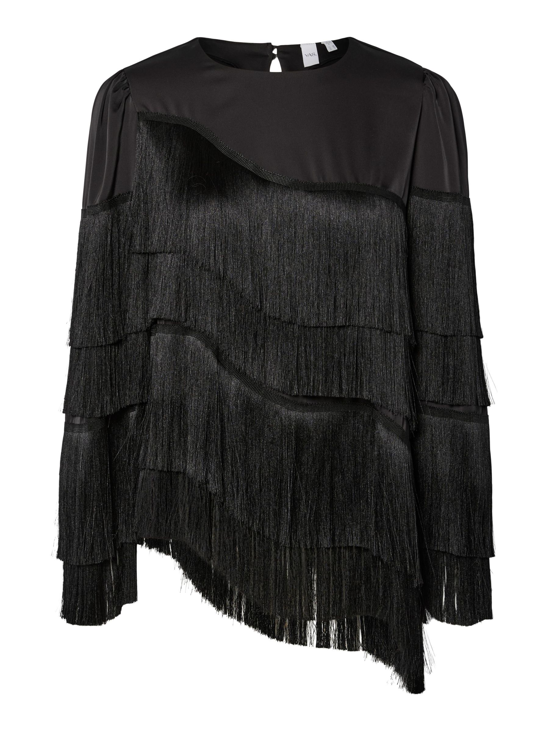 YASPELLA FRINGE LONG SLEEVED TOP | Black | YAS® Germany