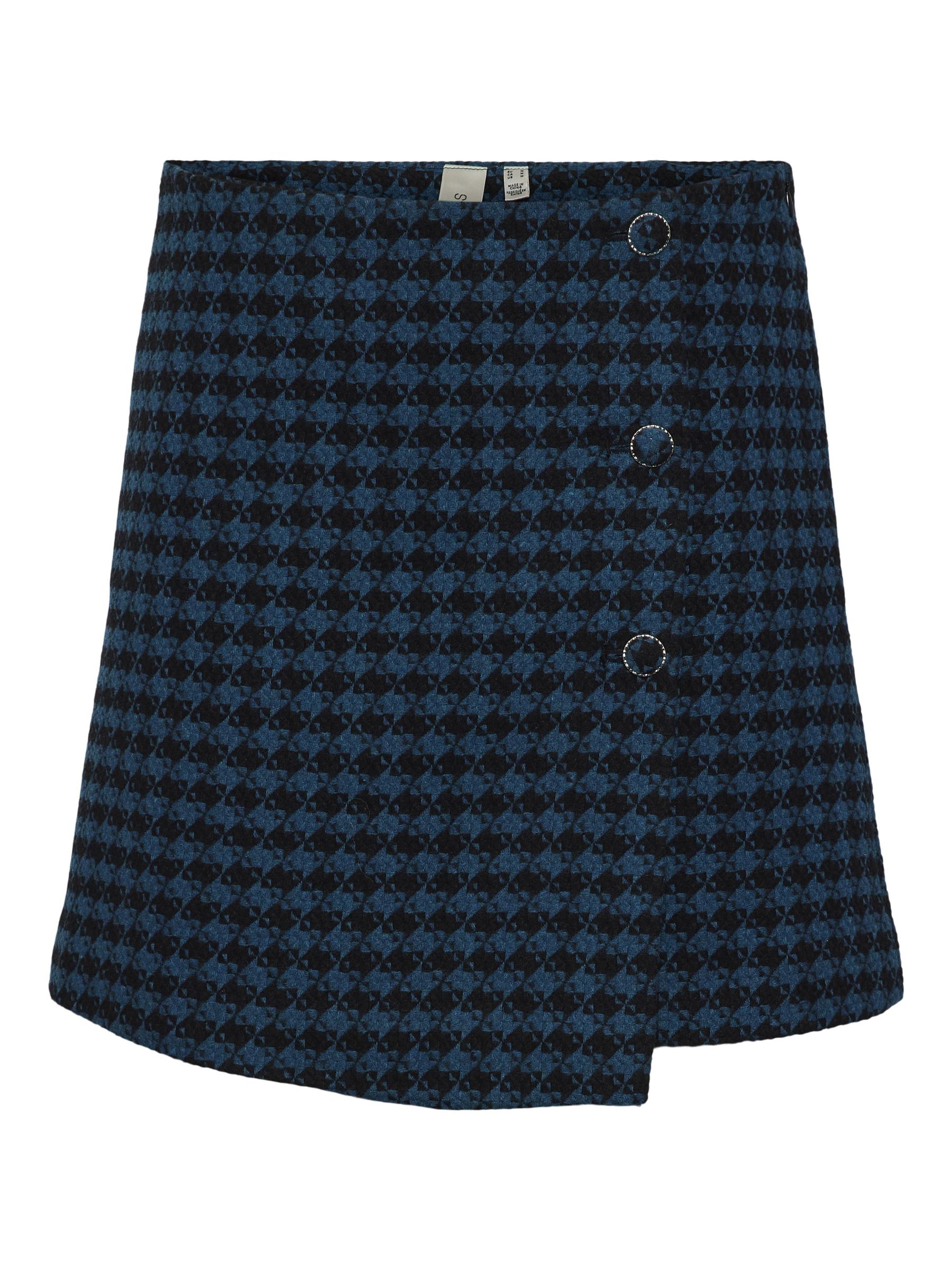 Royal blue top houndstooth skirt