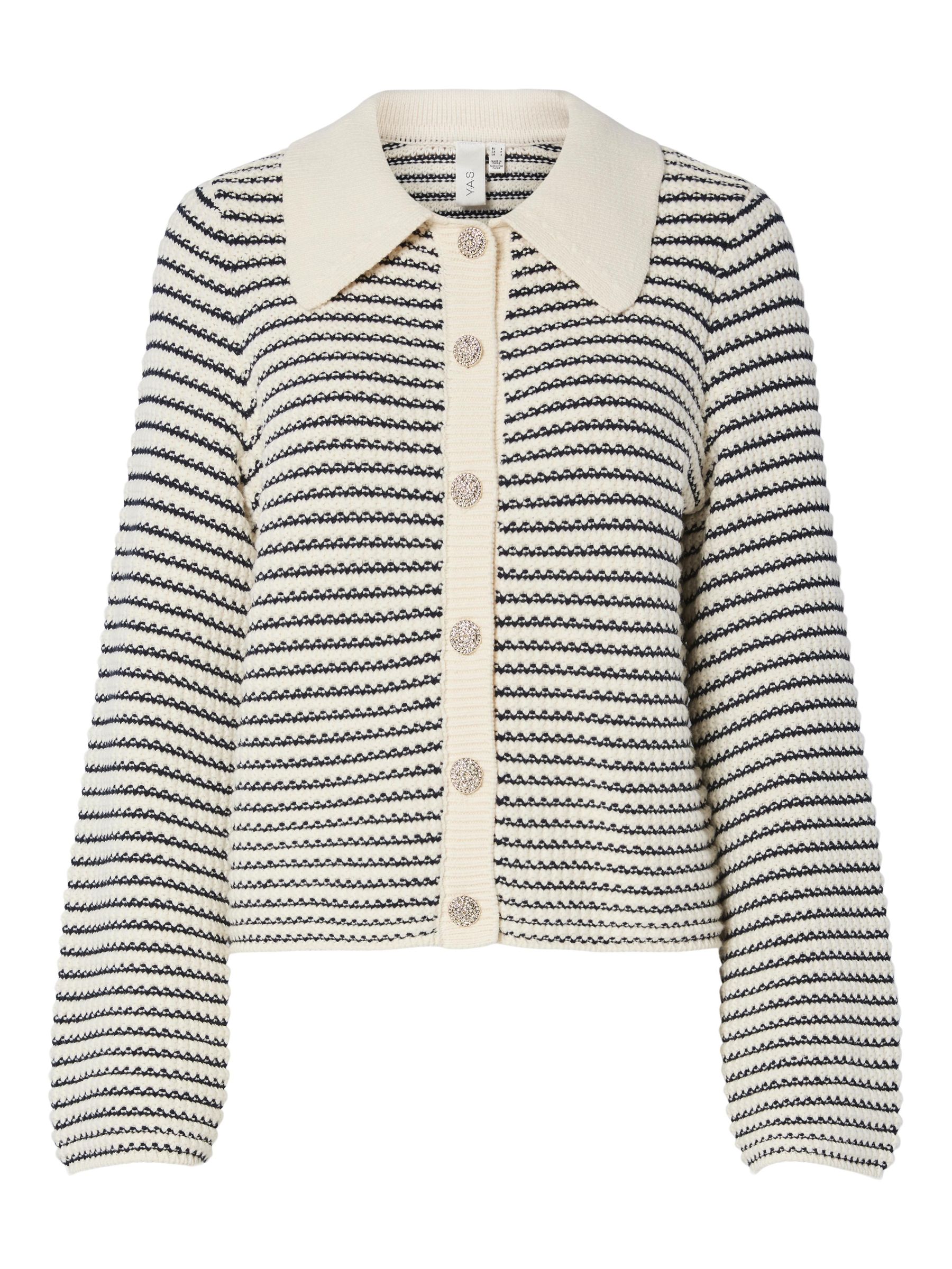 Flowers Button Down Embossed Bubble Sleeves Cardigan in Blue
